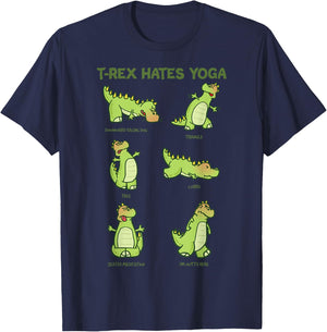 T-Rex Yoga Poses Dinosaur Mindfulness Meditation Dino Meme T-Shirt - T-Shirt | Navy