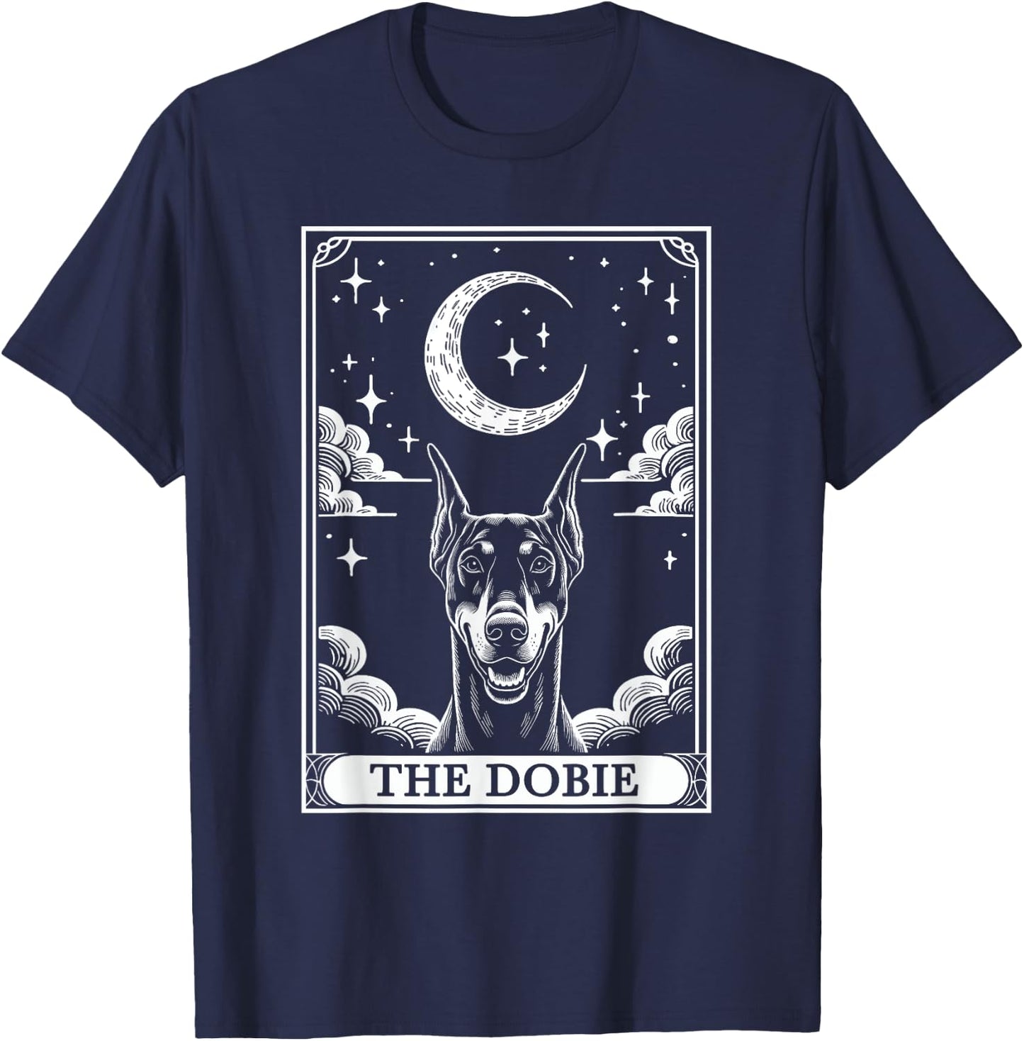 Tarot Card Vintage Crescent Moon Doberman Pinscher Dog Mom T-Shirt - T-Shirt | Navy