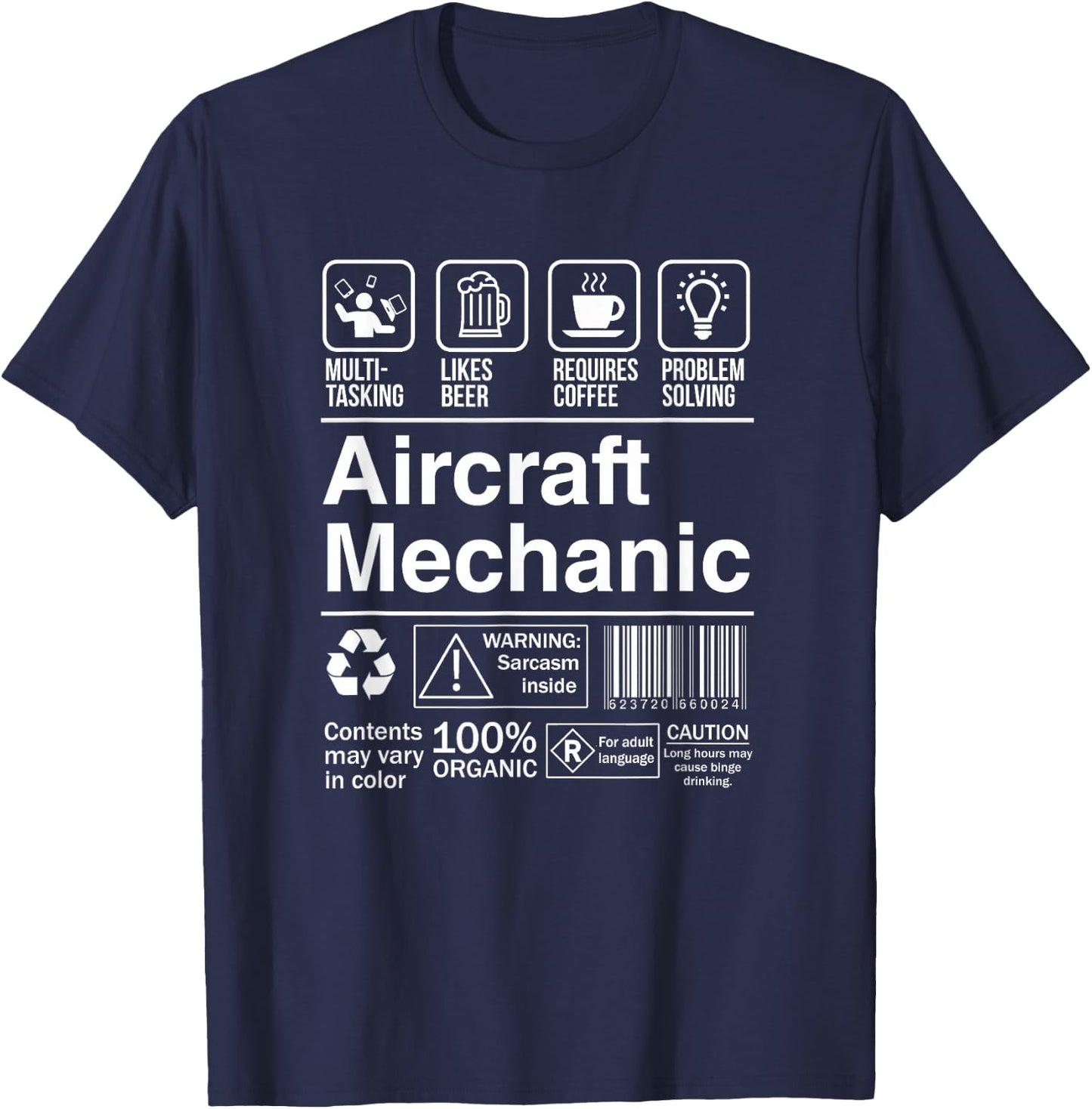 Aircraft Mechanic Product Label Funny Gift T-Shirt - T-Shirt | Navy