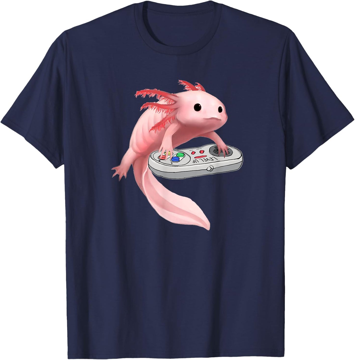 Axolotl Fish Playing Video Game White-Axolotl Lizard Gamers T-Shirt - T-Shirt | Navy