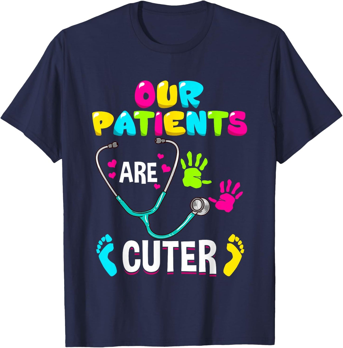 Funny Pediatric Nurse Hospital Staff Nursing Gift T-Shirt - T-Shirt | Navy