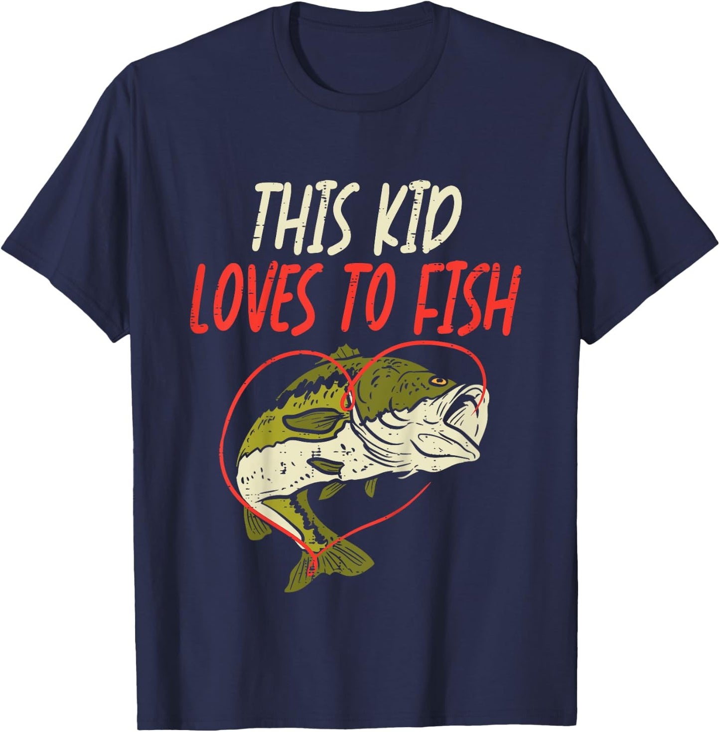 This Kid Loves To Fish Bass Fishing Family Matching Gift T-Shirt - T-Shirt | Navy