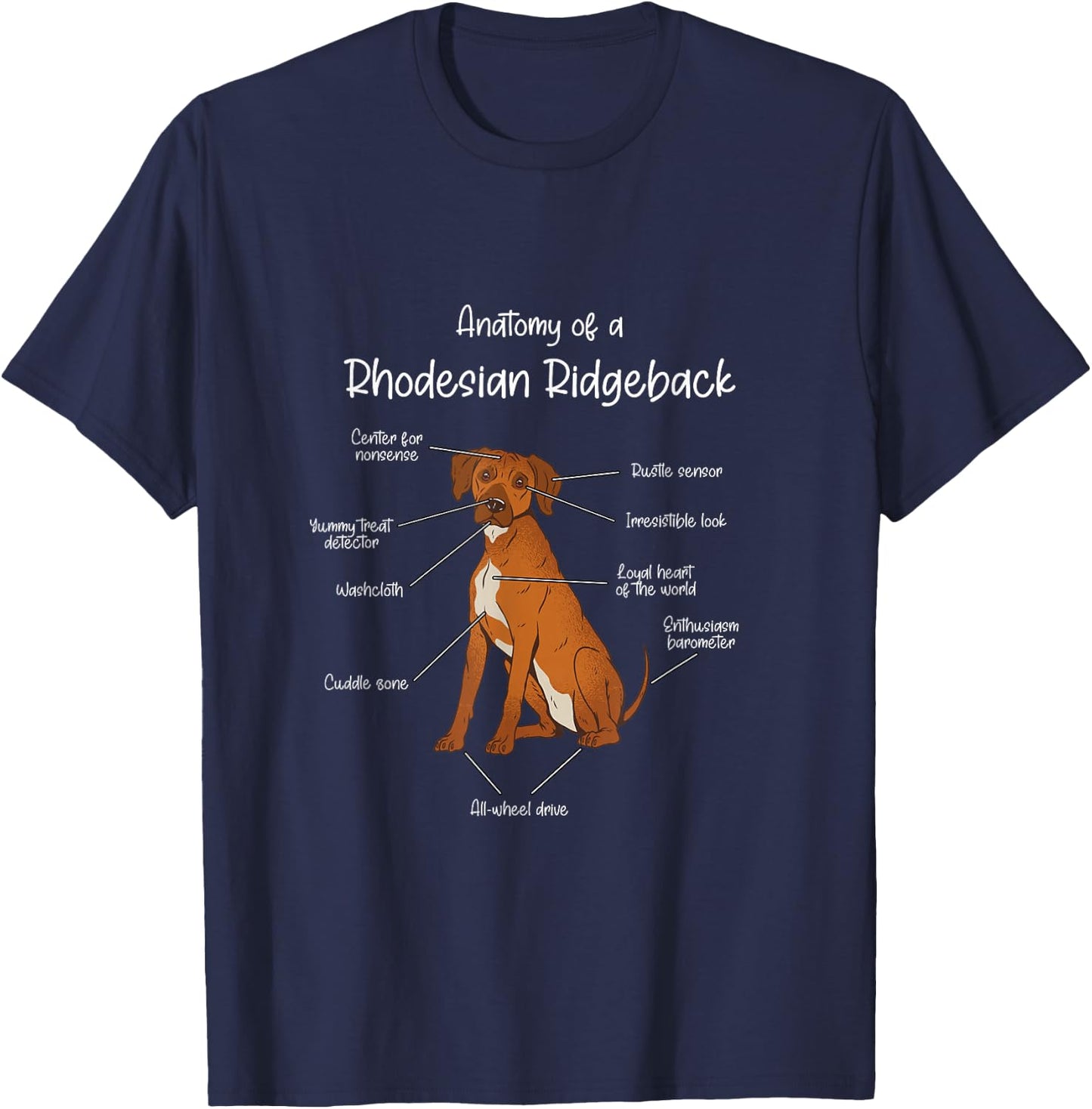 Anatomy of a Rhodesian Ridgeback | Dog Rhodesian Ridgeback T-Shirt - T-Shirt | Navy