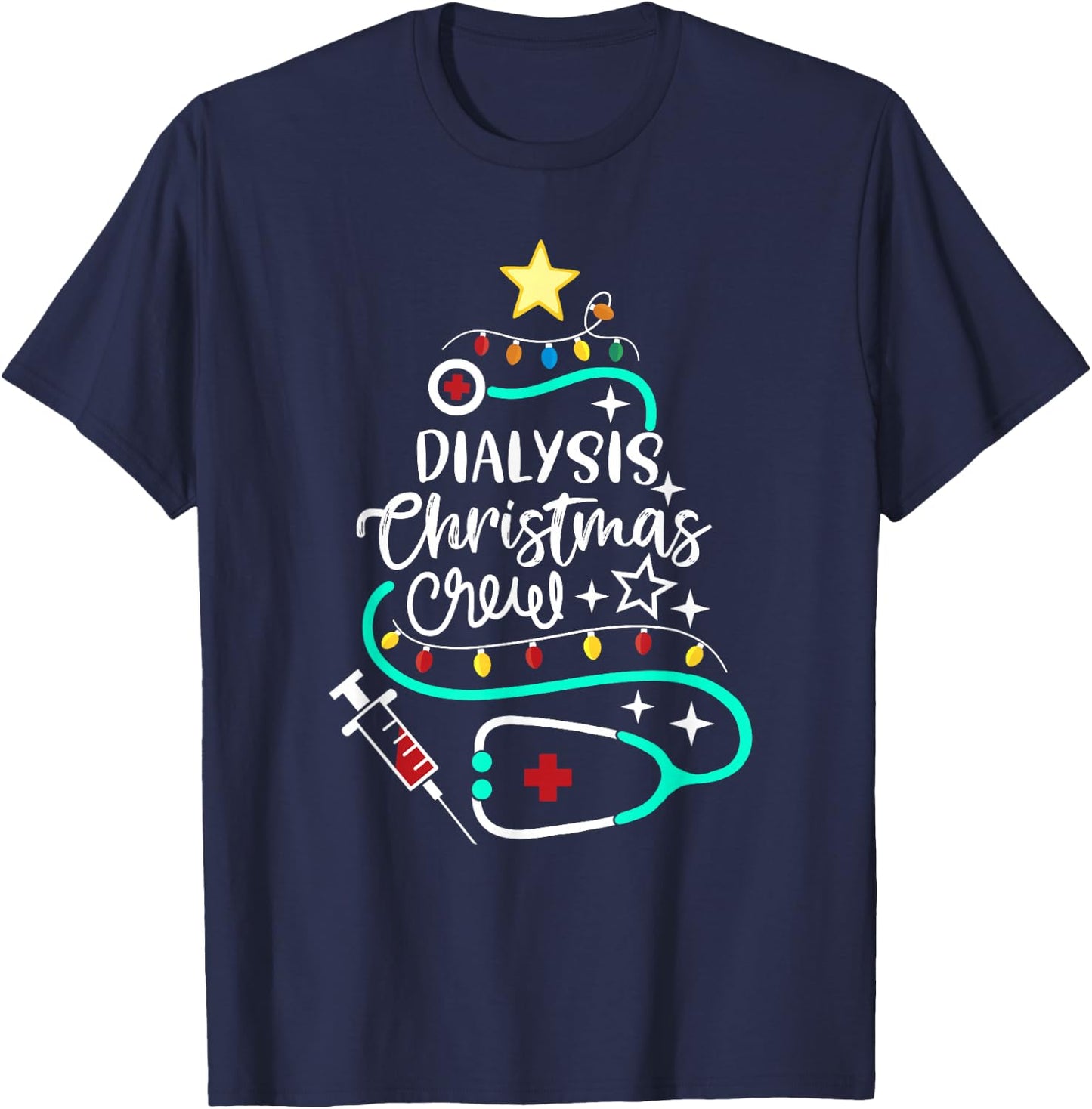 Dialysis Christmas Crew Dialysis Nurse Nephrology Technician T-Shirt - T-Shirt | Navy