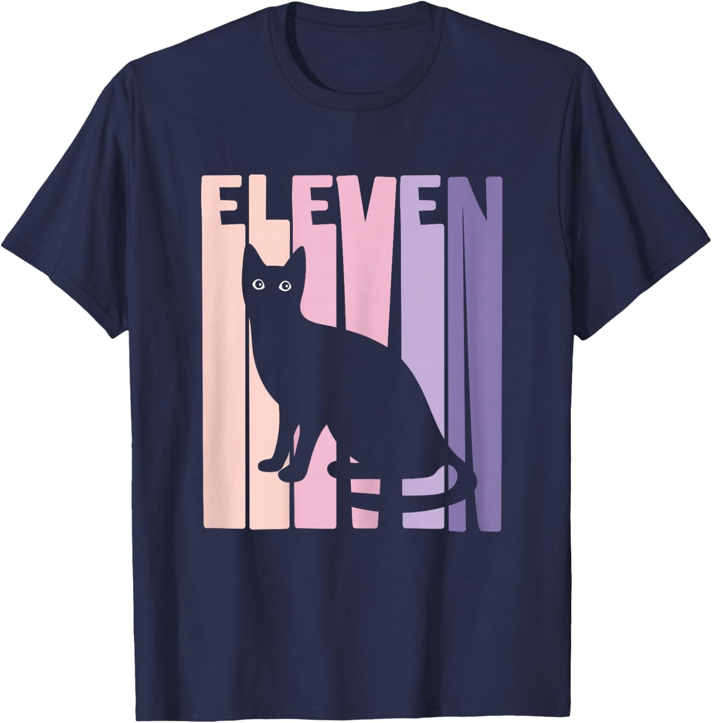 11th Birthday Gift Cute Cat Fan 11 Years old for Girls T-Shirt - T-Shirt | Navy