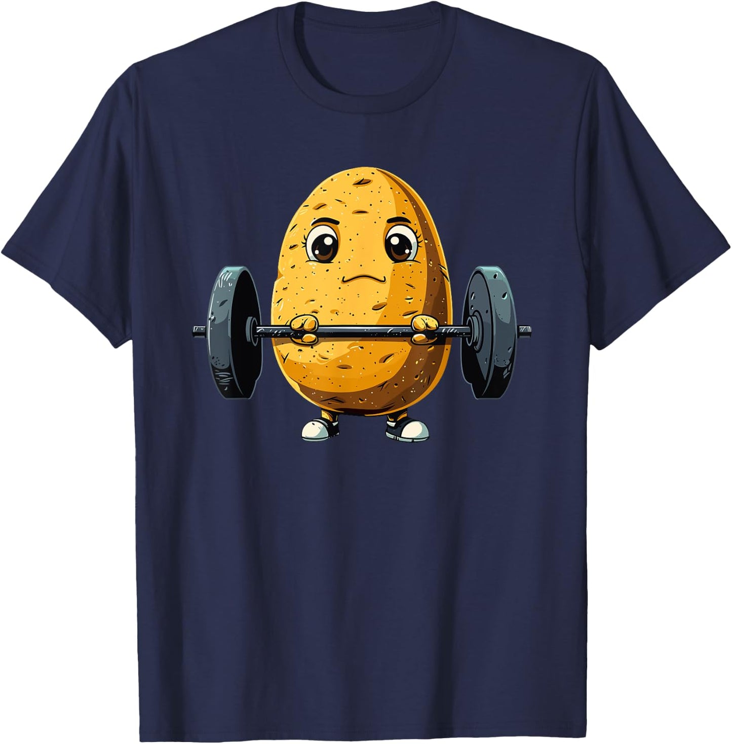 Potato Weightlifting Barbell Workout Potatoes Weightlifter T-Shirt - T-Shirt | Navy