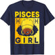 Pisces Girl Dope Afro Black Woman With Cap Zodiac Sign T-Shirt - T-Shirt | Navy