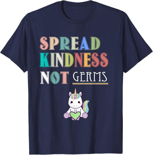 Spread Kindness Not Germs Essential Unicorn Cat Lover Funny T-Shirt - T-Shirt | Navy