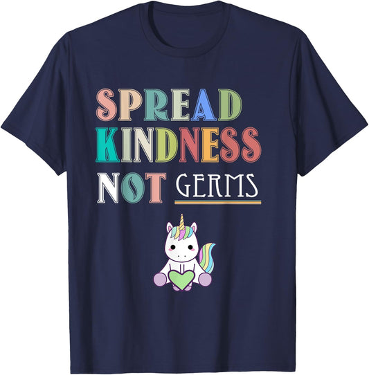 Spread Kindness Not Germs Essential Unicorn Cat Lover Funny T-Shirt - T-Shirt | Navy