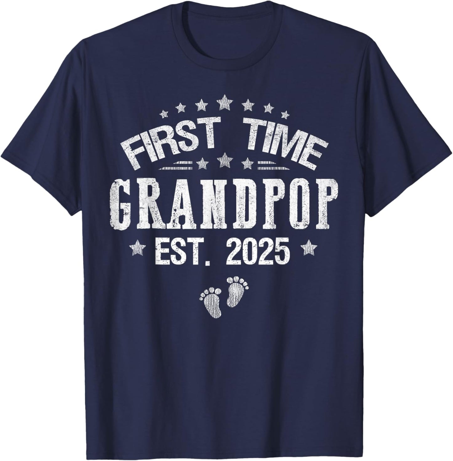 First time Grandpop est.2025 Father's Day Promoted To Papa T-Shirt - T-Shirt | Navy