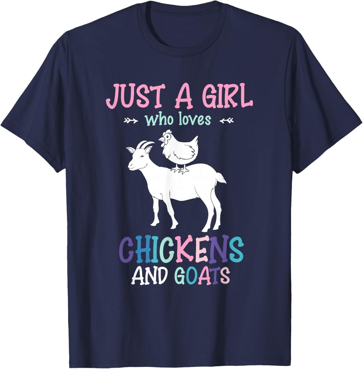 Farm Animals Farmer Farmer Chickens Goats Girls T-Shirt - T-Shirt | Navy