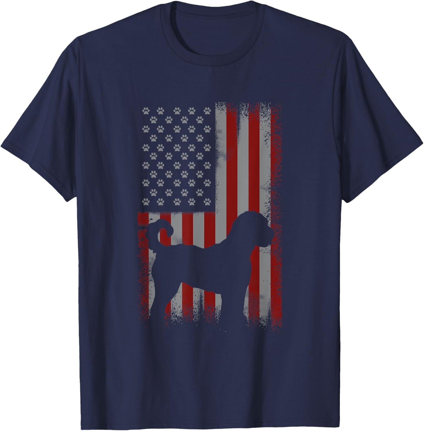 Patriotic American Flag Golden Doodle Lover Gift Men Women T-Shirt - T-Shirt | Navy