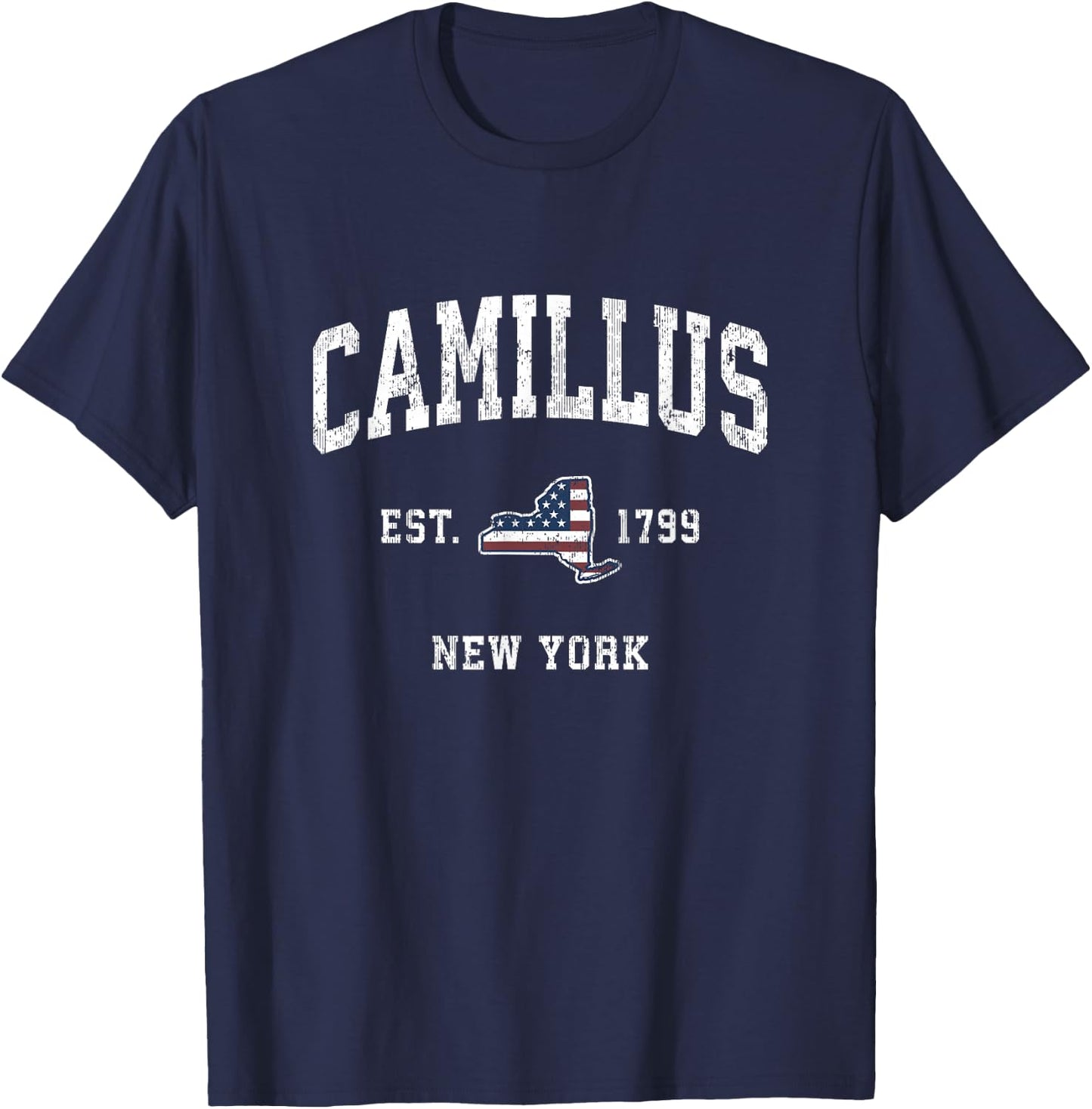 Camillus New York NY Vintage American Flag Sports Design T-Shirt - T-Shirt | Navy