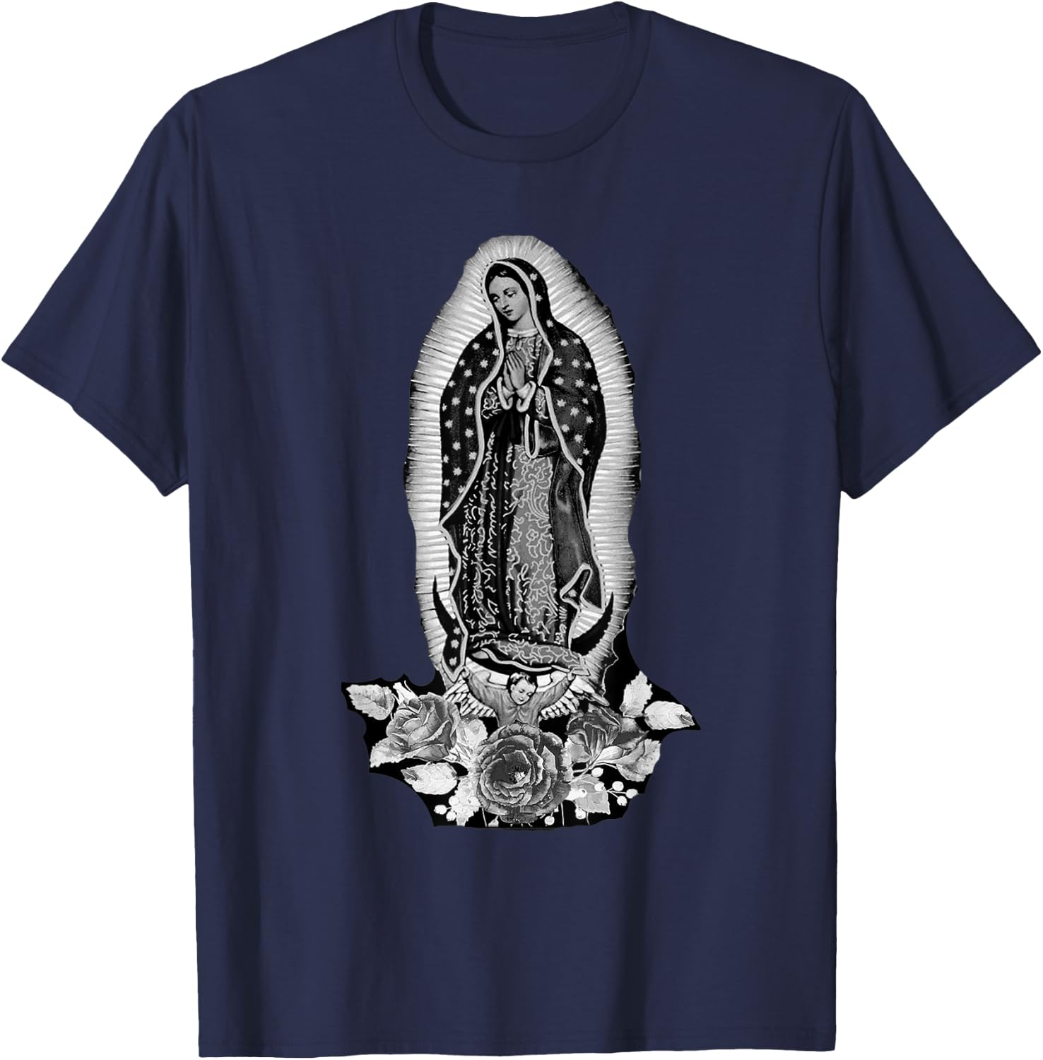Our Lady De Guadalupe Sant Mary For Christians, Catholics T-Shirt - T-Shirt | Navy