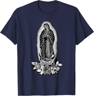 Our Lady De Guadalupe Sant Mary For Christians, Catholics T-Shirt - T-Shirt | Navy