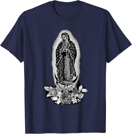 Our Lady De Guadalupe Sant Mary For Christians, Catholics T-Shirt - T-Shirt | Navy