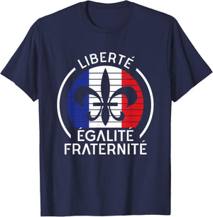 Liberte Egalite Fraternite Bastille Day France Flag T-Shirt - T-Shirt | Navy