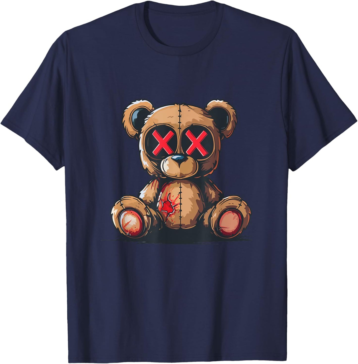 Stuffed Teddy Bear with X eyes T-Shirt - T-Shirt | Navy