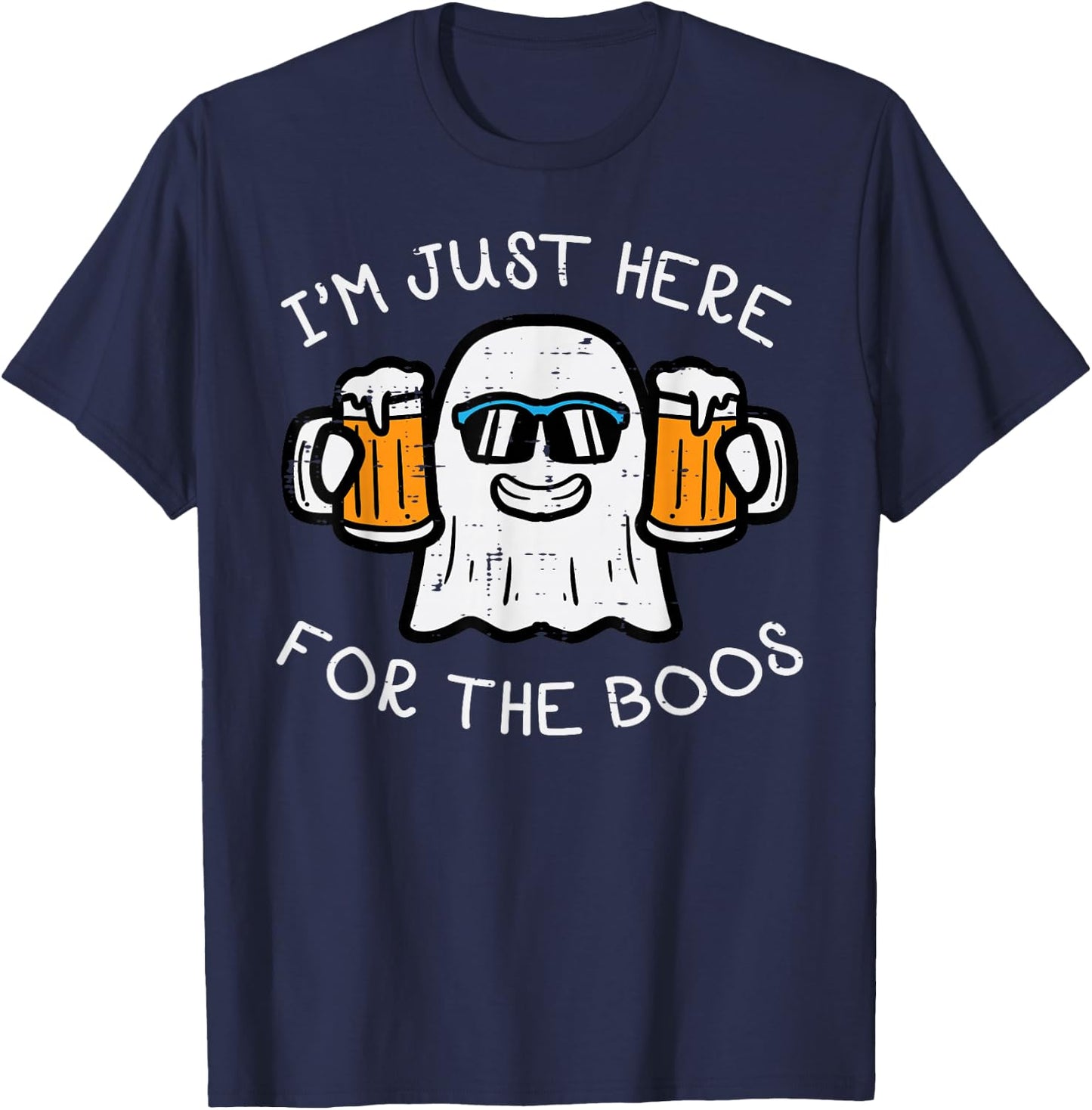 Halloween Just Here For Boos Ghost Funny Costume Men Women T-Shirt - T-Shirt | Navy