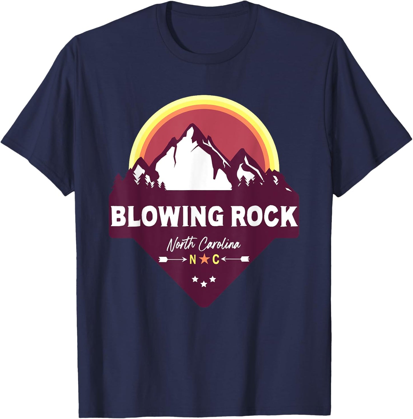 Retro Blowing Rock North Carolina NC Blue Ridge Mountains T-Shirt - T-Shirt | Navy
