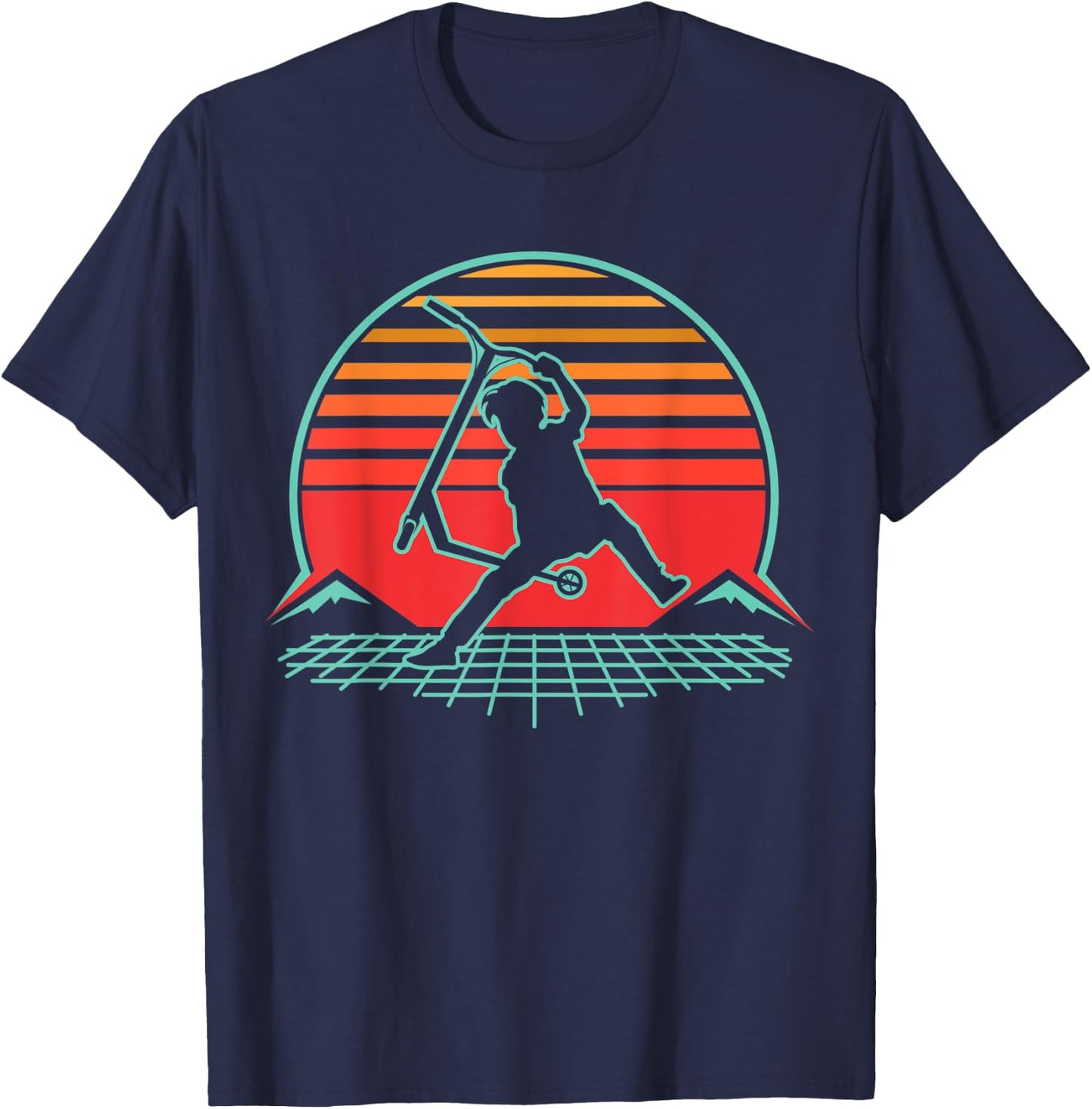 Scooter Stunt Retro Style Scooter Gift Boys Kids Youth T-Shirt - T-Shirt | Navy