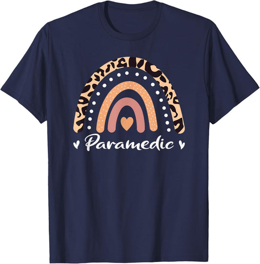 Paramedic Leopard Rainbow AMR EMS EMT Nurse Doctor T-Shirt - T-Shirt | Navy