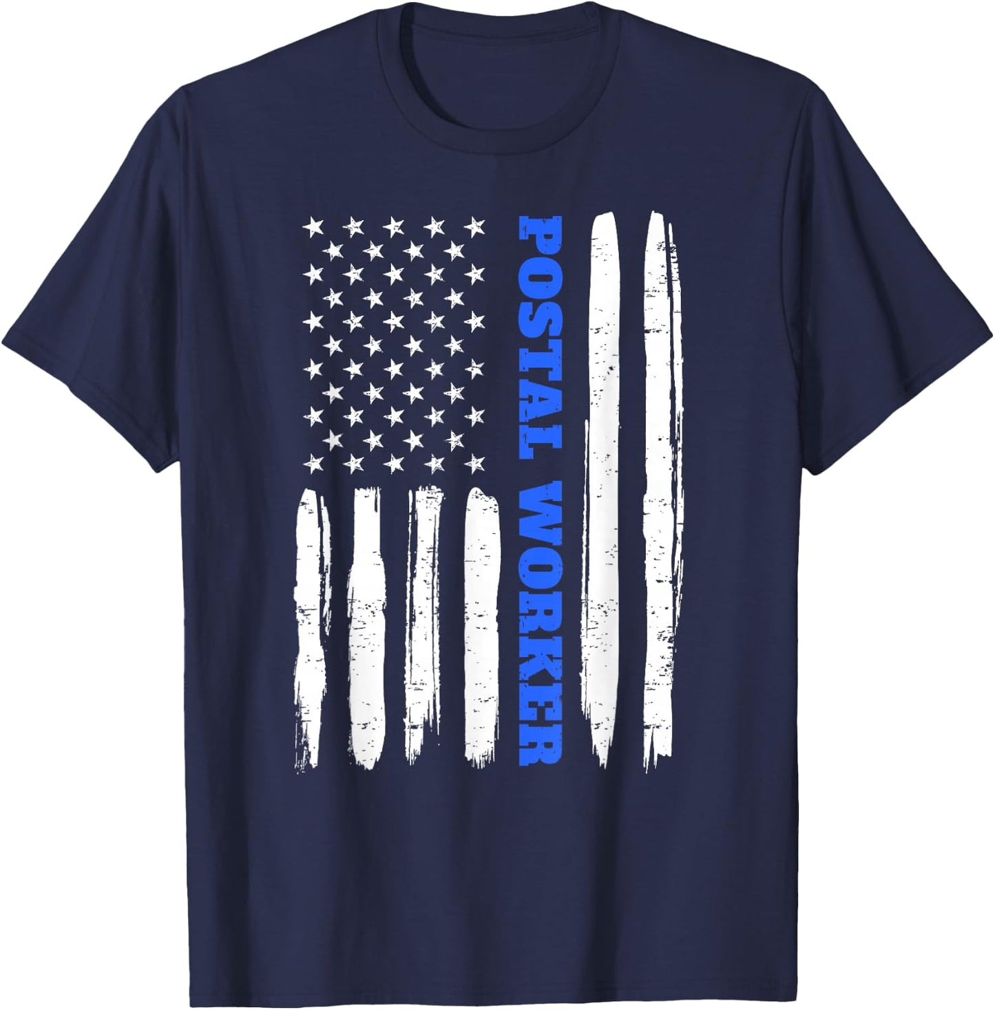 Patriotic Postal Worker American Flag Stars Stripes Postman T-Shirt - T-Shirt | Navy