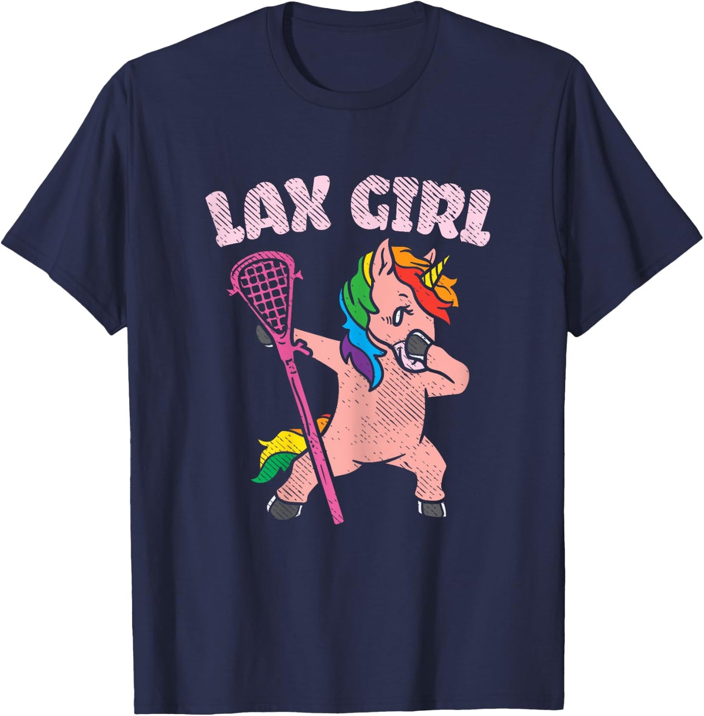 Lax Girl Unicorn Cute Animal Lacrosse Player Team Women Gift T-Shirt - T-Shirt | Navy