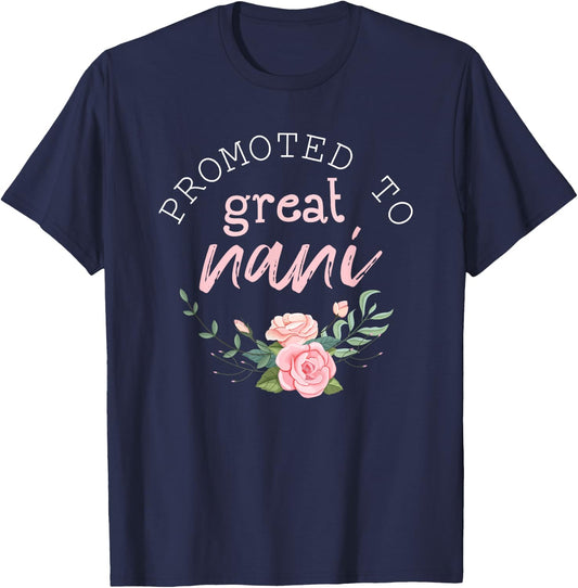 Promoted to Great Nani Grandma Mother's Day Grandmother Gift T-Shirt - T-Shirt | Navy