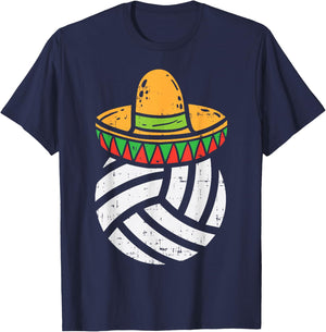 Volleyball Sombrero Cinco De Mayo Fiesta Sport Mexican T-Shirt - T-Shirt | Navy