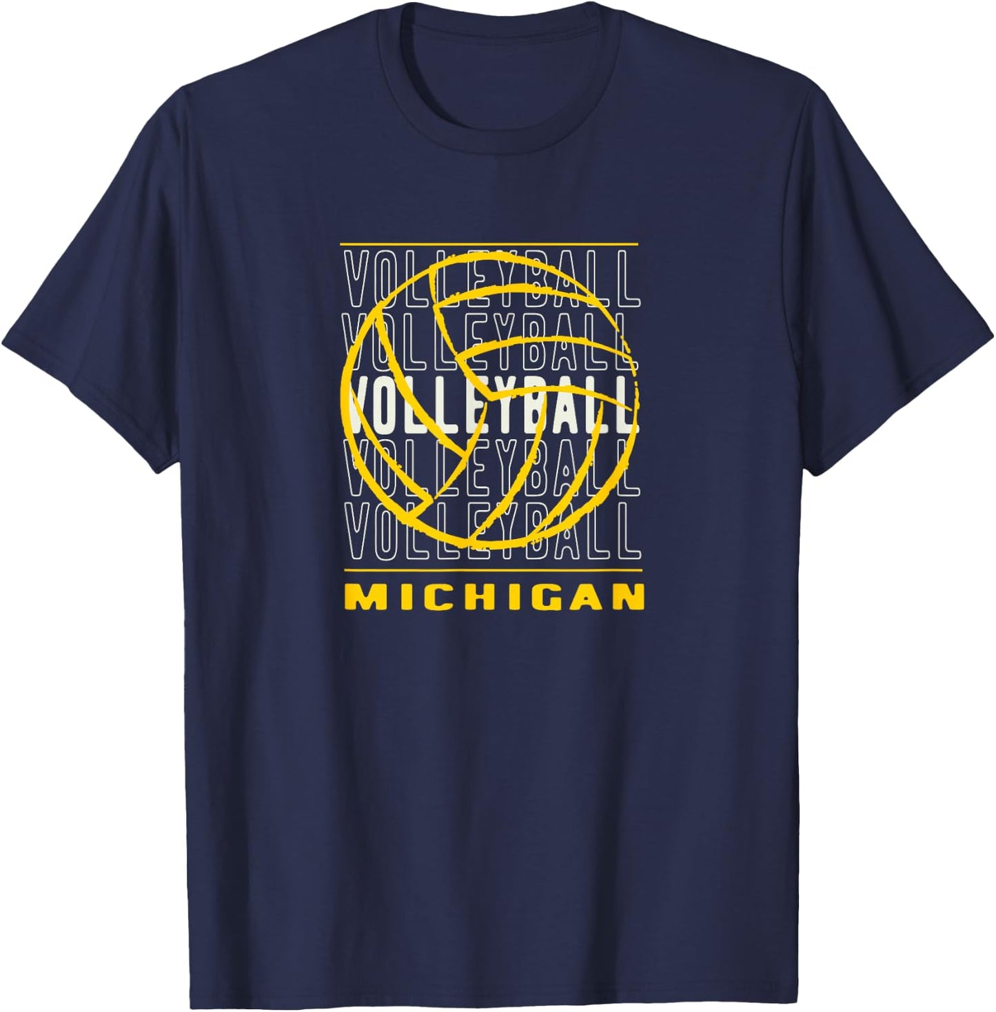Volleyball Michigan by Volleyball Michigan Merch T-Shirt - T-Shirt | Navy