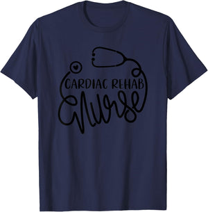 Rehabilitation Medical Department - JoinHealthcare Cardiac Rehab Nurse - -Adults - Grey - Small - Short Sleeve - Modern - Stethoscope Design T-Shirt - T-Shirt | Navy