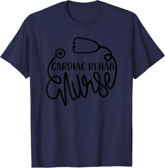 Rehabilitation Medical Department - JoinHealthcare Cardiac Rehab Nurse - -Adults - Grey - Small - Short Sleeve - Modern - Stethoscope Design T-Shirt - T-Shirt | Navy