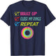 Wake up Close My Rings Repeat funny distressed gym workout T-Shirt - T-Shirt | Navy
