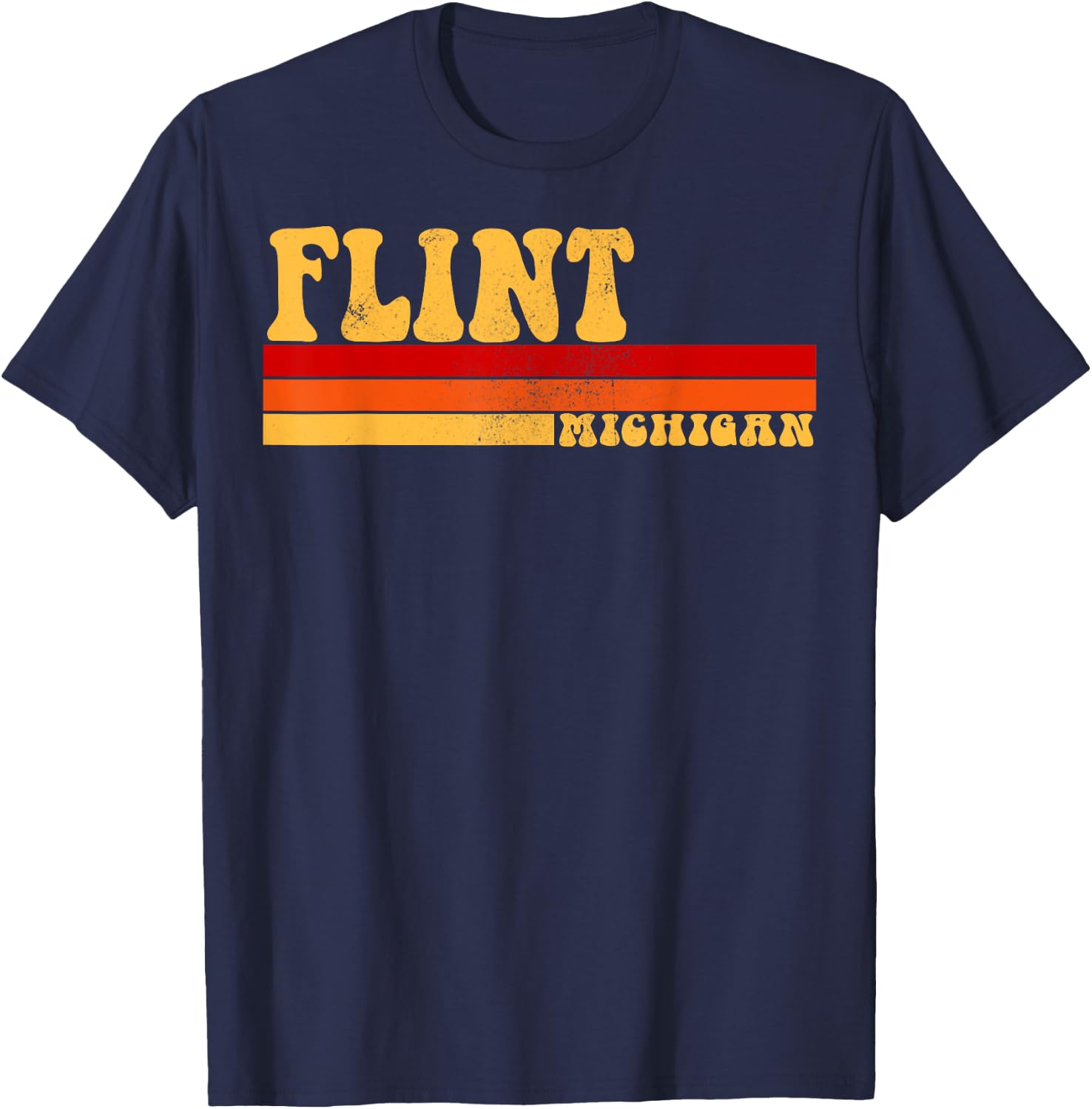 FLINT Michigan City Vintage Roots Retro Design 70s 80s T-Shirt - T-Shirt | Navy
