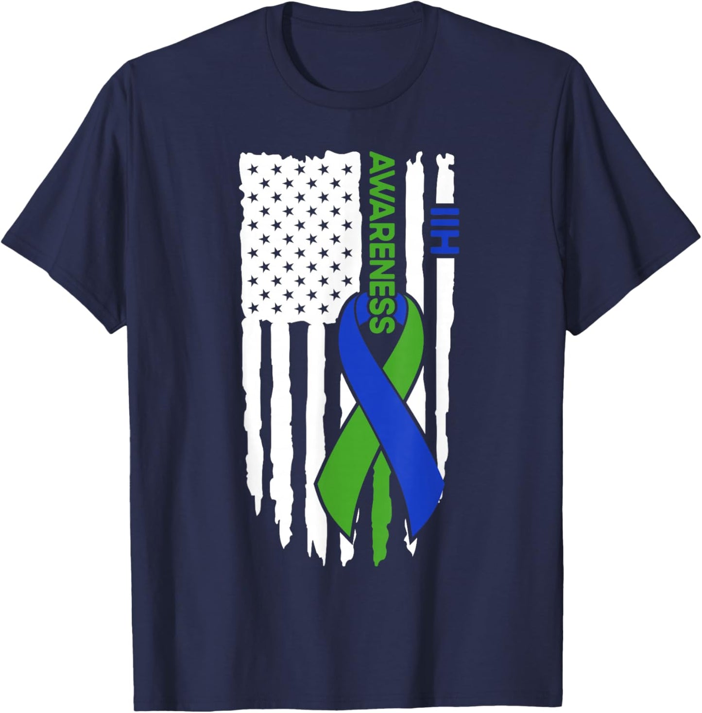 IIH Awareness Flag IIH Awareness T-Shirt - T-Shirt | Navy