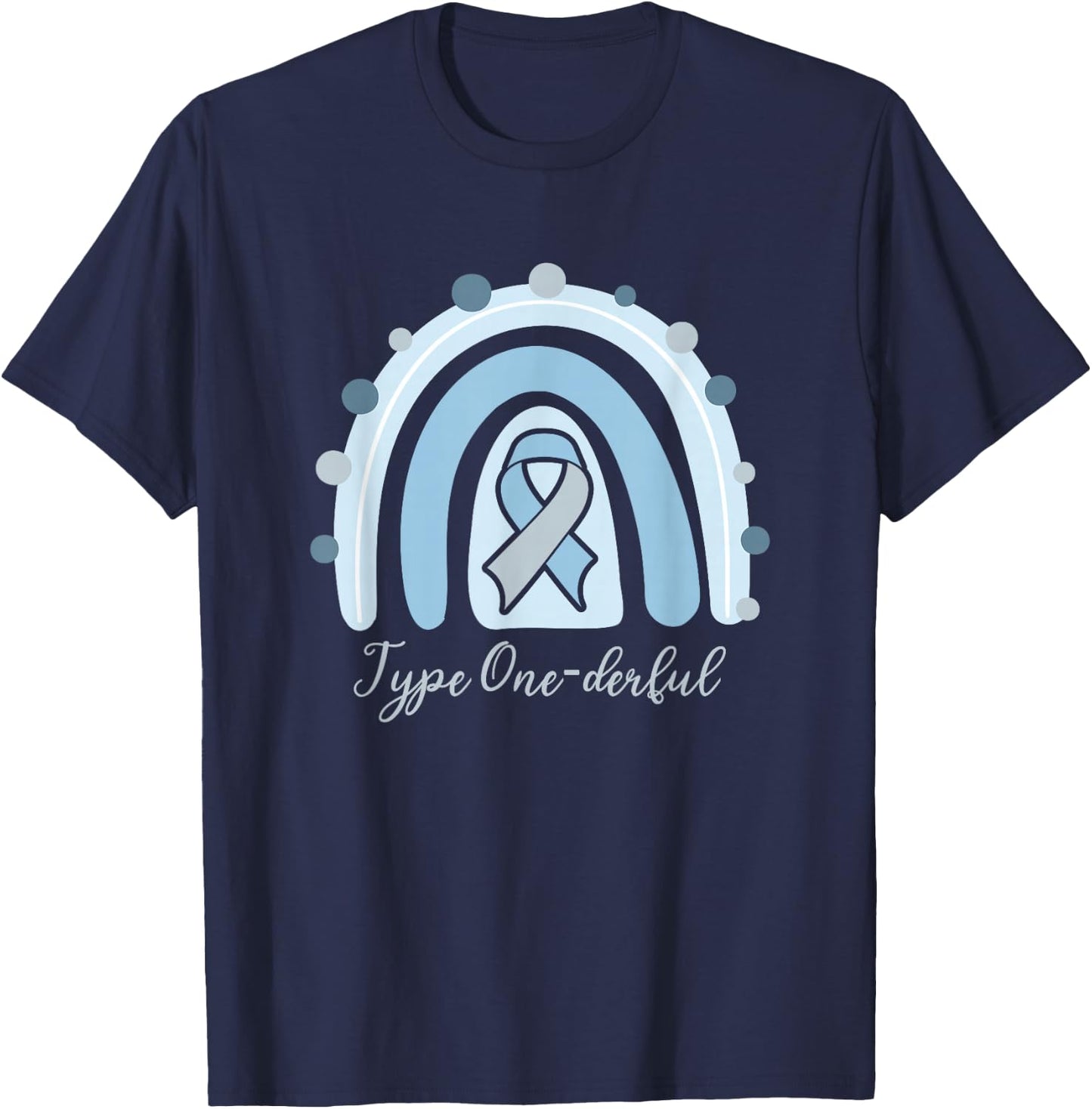 Type 1 Diabetes T1D Awareness One-Derful Nordic Rainbow Gift T-Shirt - T-Shirt | Navy