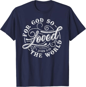 John 3:16 Bible Verse T-Shirt - T-Shirt | Navy