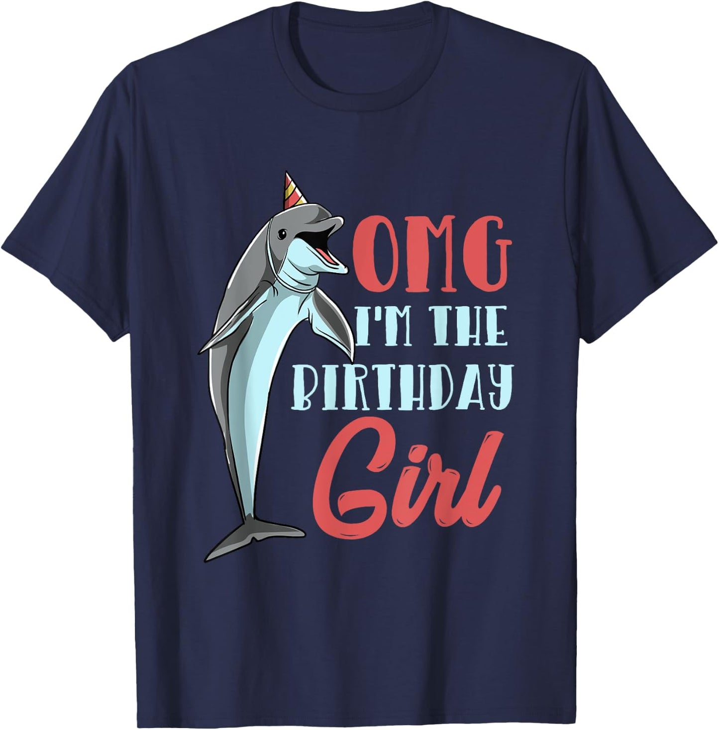 Dolphin Birthday Women Cute Dolphin Girl T-Shirt - T-Shirt | Navy