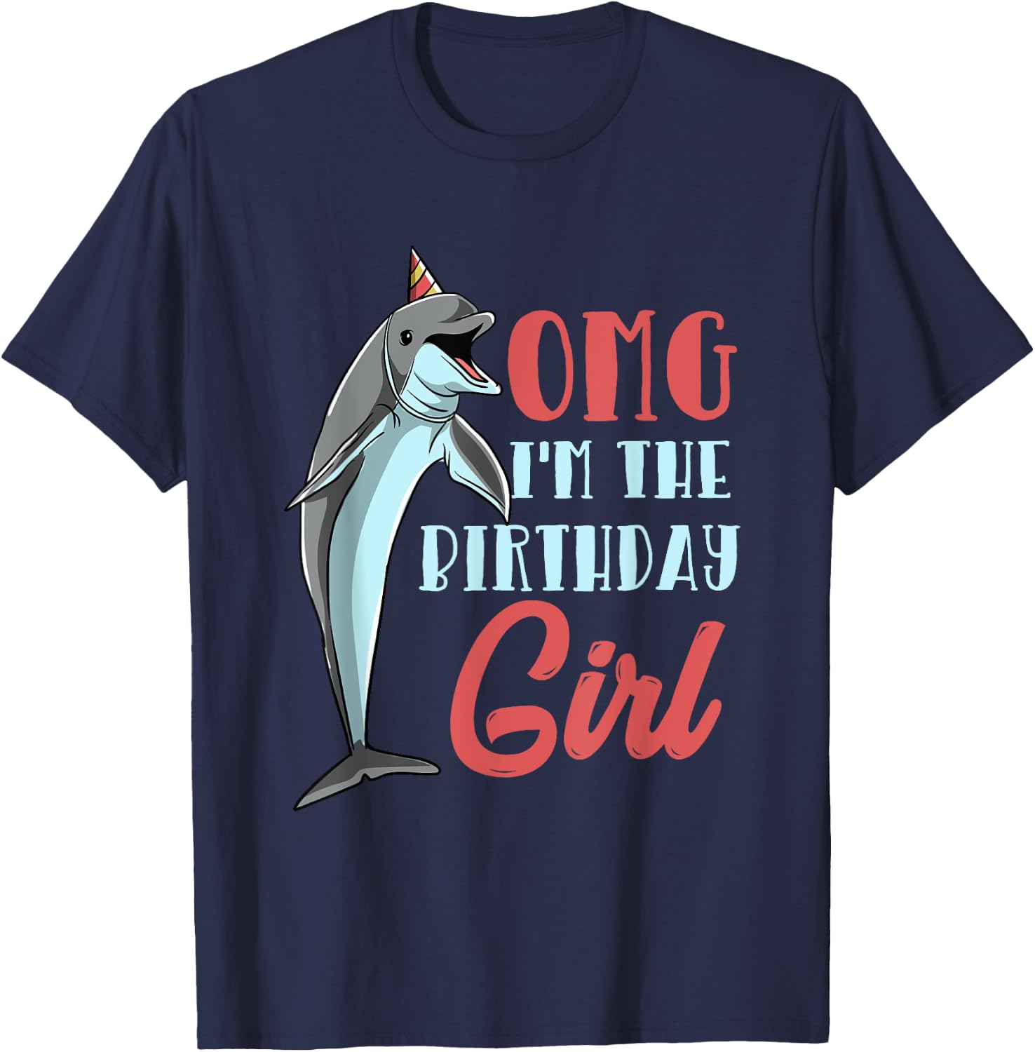 Dolphin Birthday Women Cute Dolphin Girl T-Shirt - T-Shirt | Navy