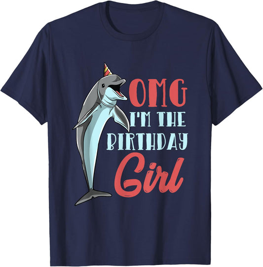 Dolphin Birthday Women Cute Dolphin Girl T-Shirt - T-Shirt | Navy