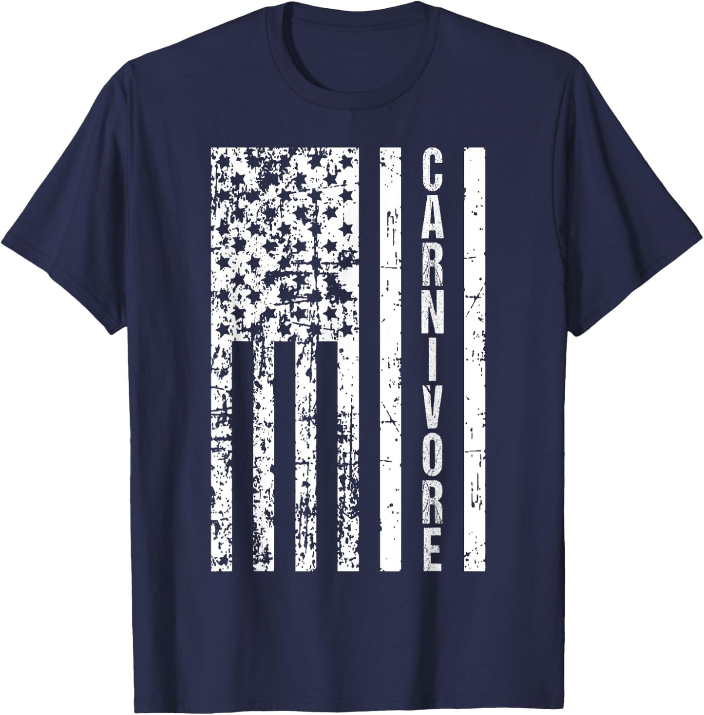 American Flag Carnivore Diet Meat Eater T-Shirt - T-Shirt | Navy