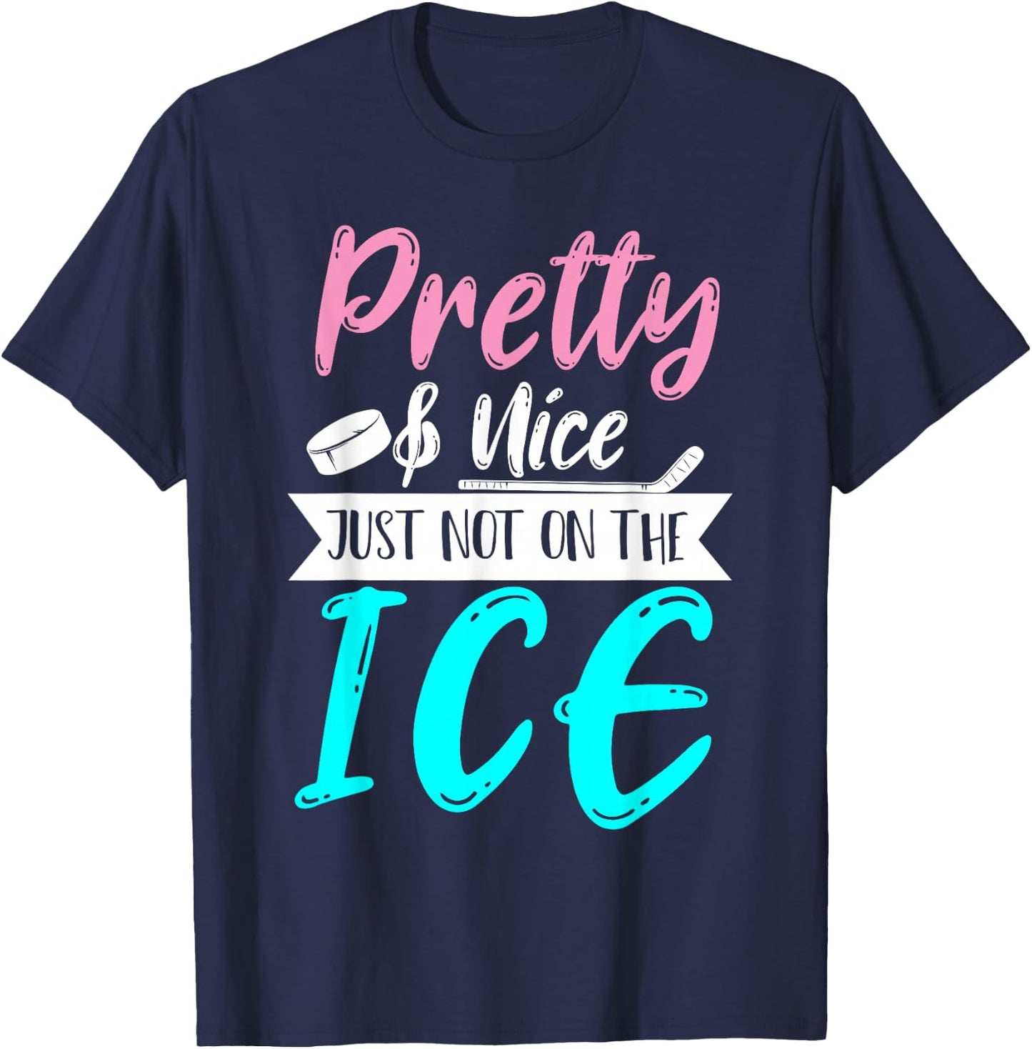 Women Girls Hockey Goalie Hockey Player Funny Ice Hockey T-Shirt - T-Shirt | Navy