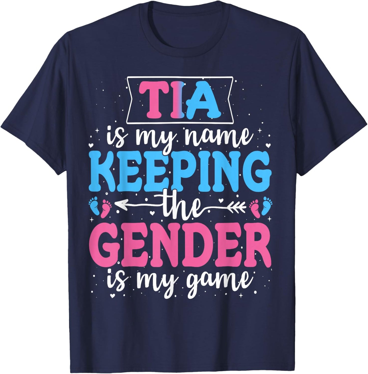 Keeper Of The Gender Tia Baby Announcement Family Party T-Shirt - T-Shirt | Navy