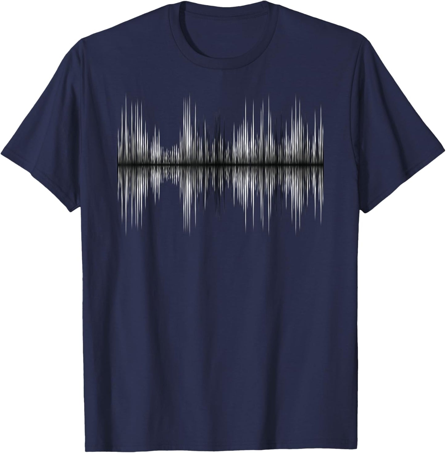 Black and White Overlapping Sound Waves T-Shirt - T-Shirt | Navy