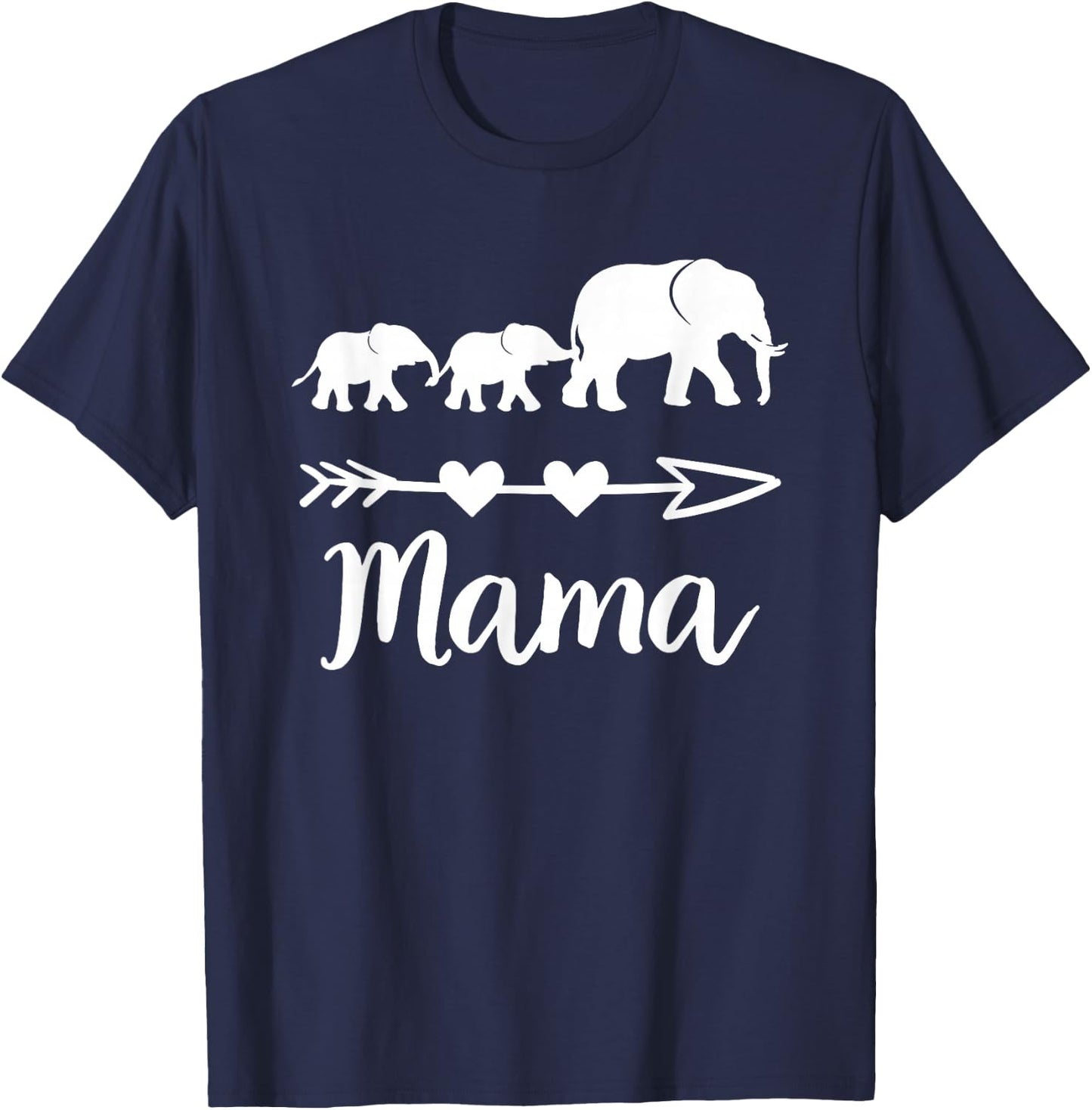 Mama Elephant 2 Babies Kids Mom of Two Cute Mothers Day T-Shirt - T-Shirt | Navy
