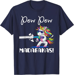 Unicorn PewPewPew Madafakas Crazy Pew Unicorn Funny Gift T-Shirt - T-Shirt | Navy