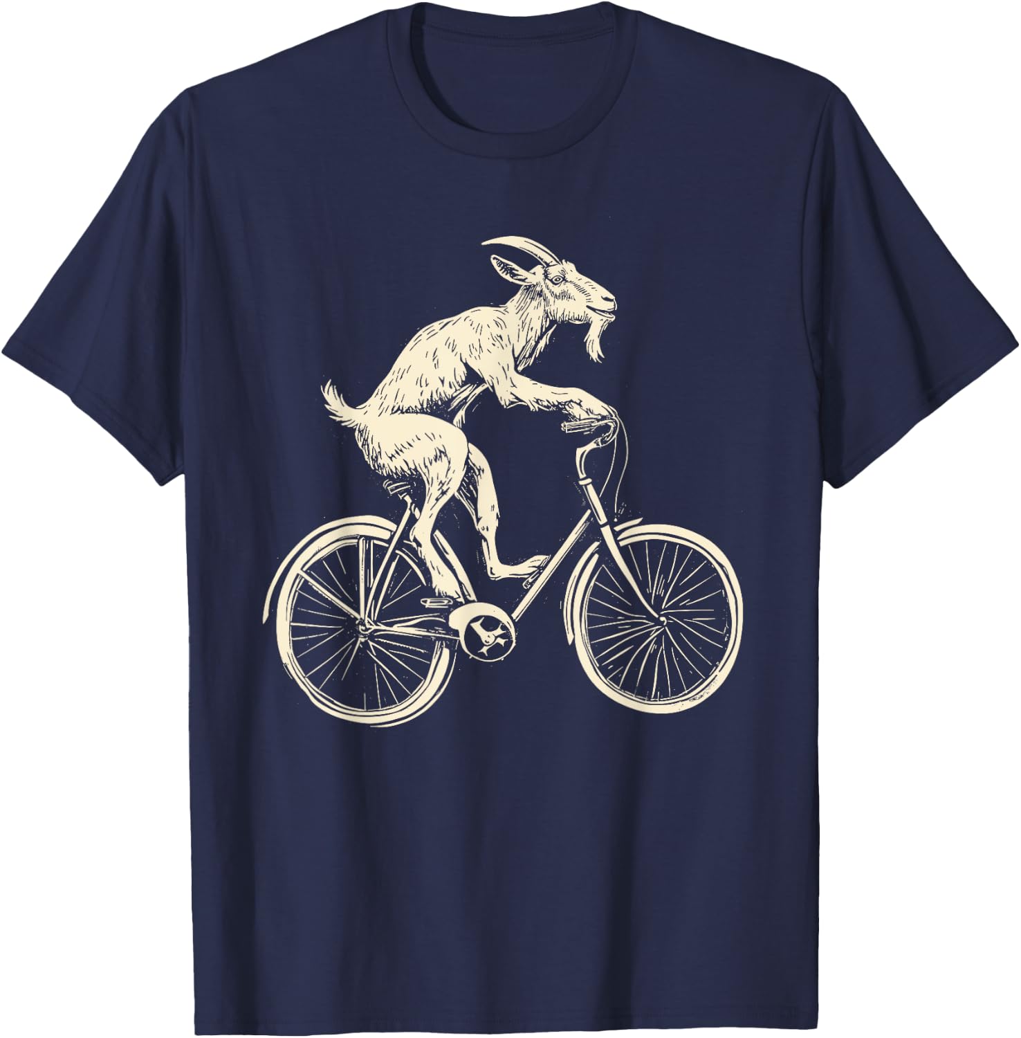 Goat Mountain Bike MTB Cycling Bicycle Cyclist Funny T-Shirt - T-Shirt | Navy