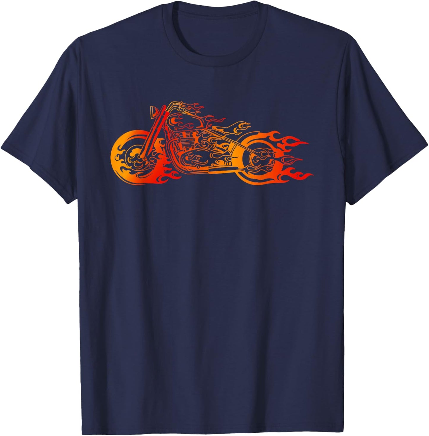 Bruning Fire Bobber - Motorcycle Chopper Biker Motorbike T-Shirt - T-Shirt | Navy