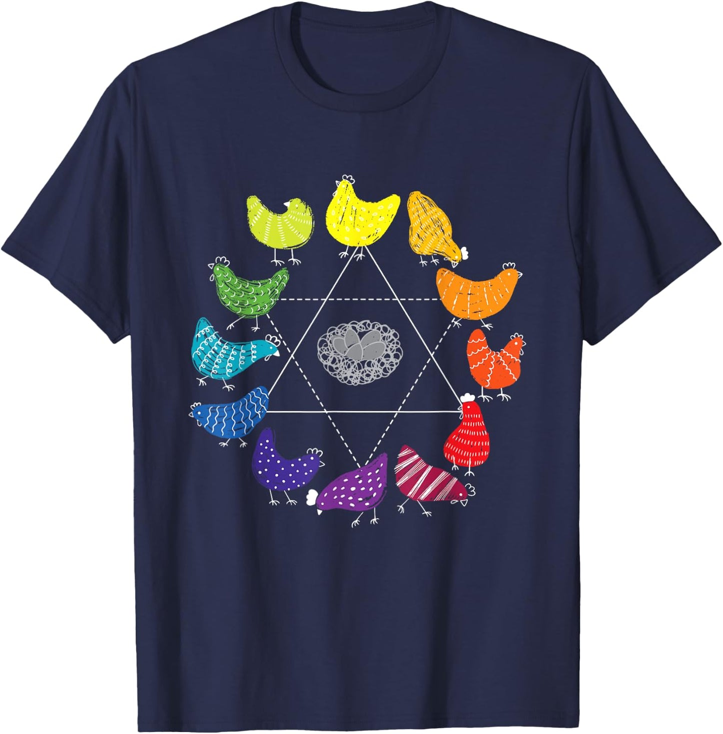 Chicken Themed Color Wheel Educational Art Teacher Artist Men Women Girls Kids T-Shirt - T-Shirt | Navy